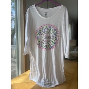 lakegirl Nightshirt Pajama Gown : White M - Medium